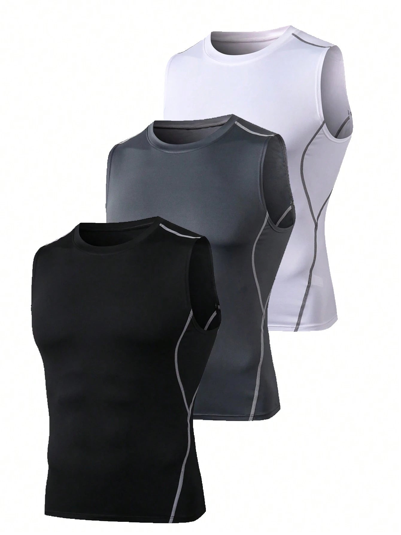 Boyfriend Style Men 3Pcs Tight-Fitting Tank Top, Quick Dry Sleeveless High Elasticity Tank Top for Sports and Fitness Gym Clothes, Boyfriend Style Men Compression Top