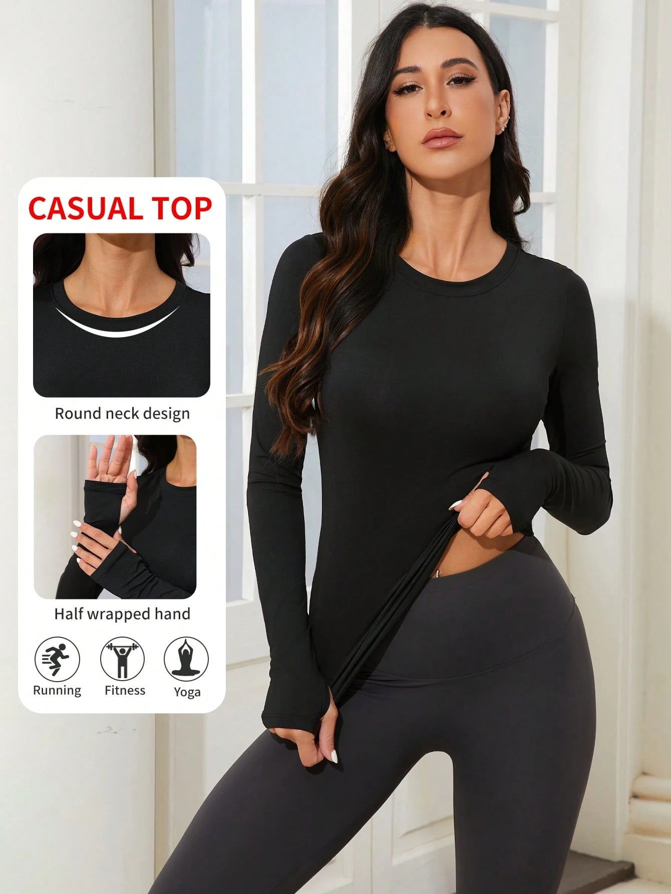 Atrex Women's Round Neck Long Sleeve Top