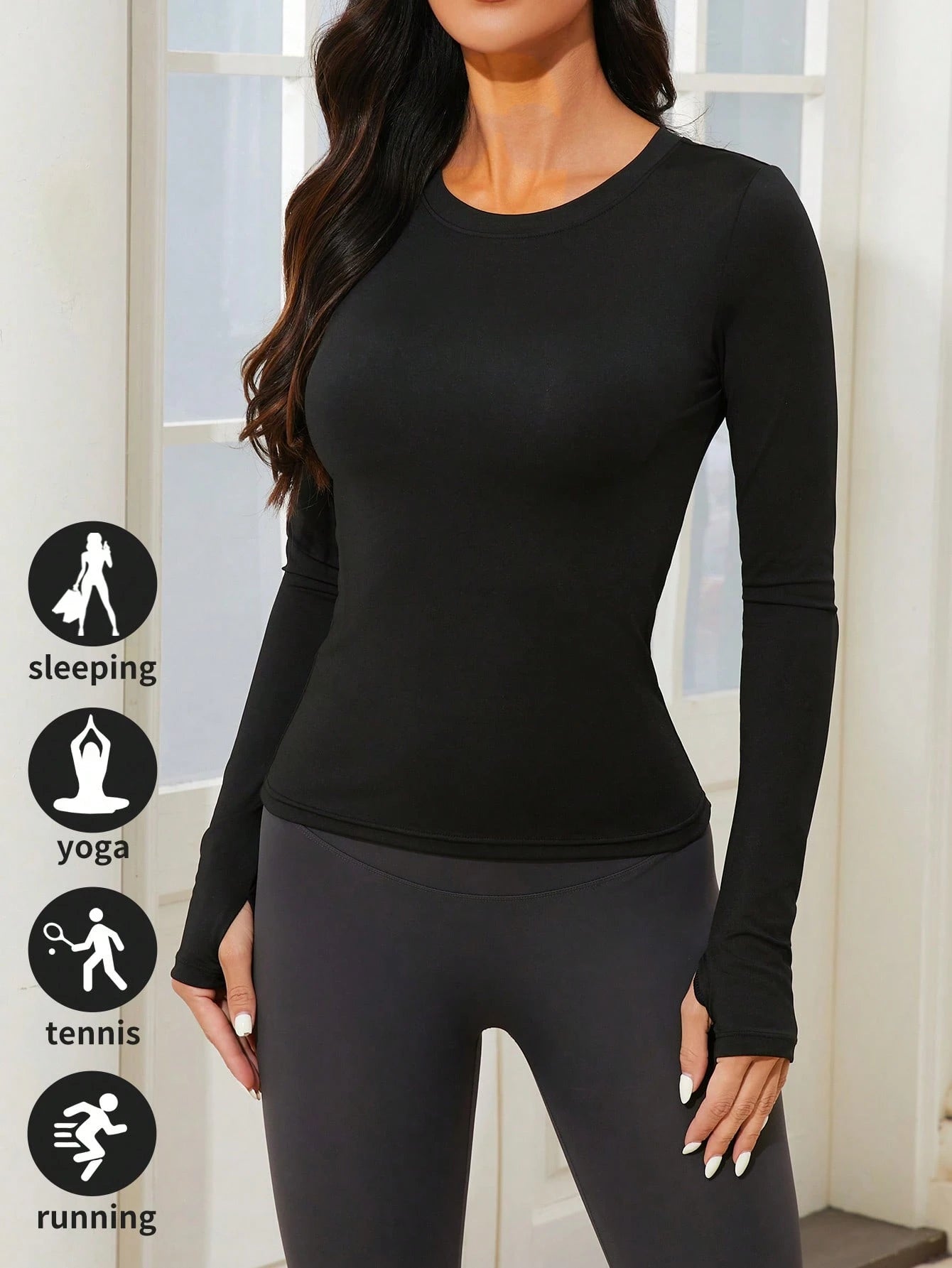 Atrex Women's Round Neck Long Sleeve Top