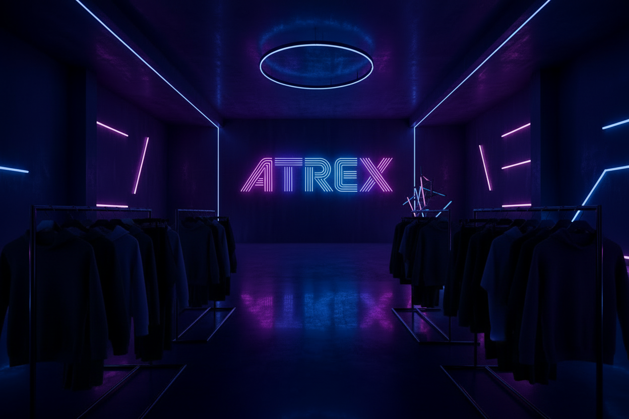 now with some rows of workout clothes on angars